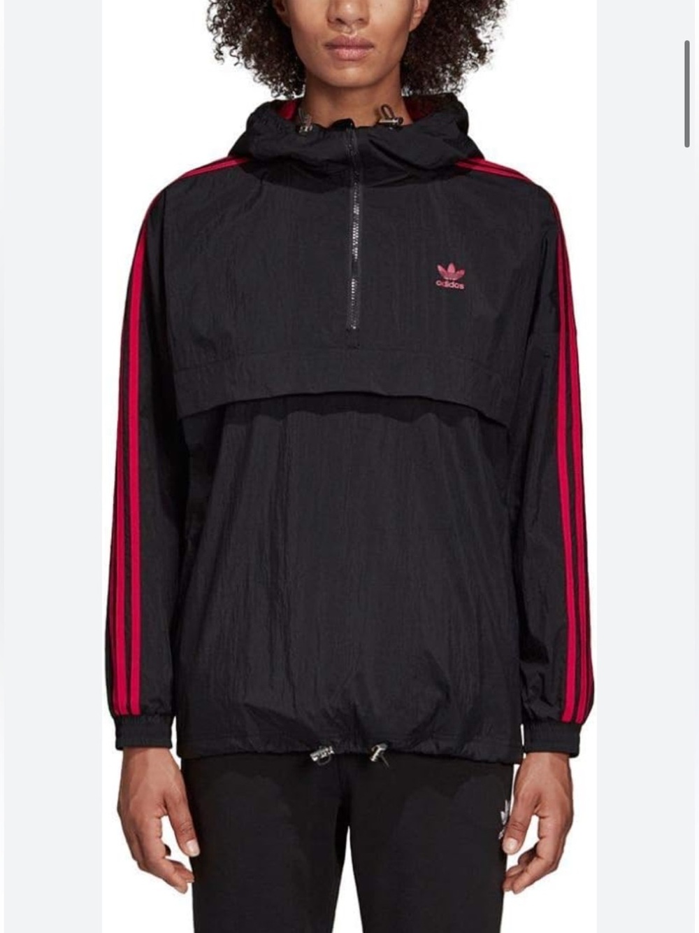 NWT Adidas Originals Trefoil Windbreaker Jacket Black Pink XS